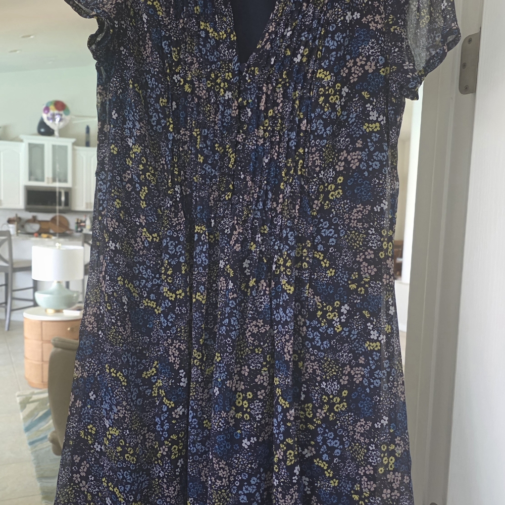 MSK Navy Floral Mini Dress with Blue, Yellow & Pink Accents